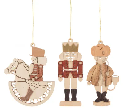 Produktbild von Christbaumschmuck Erzgebirge - Reiterlein, , Räuchermann (6er-Set - 7cm) Nussknacker von Drechslerei Kuhnert