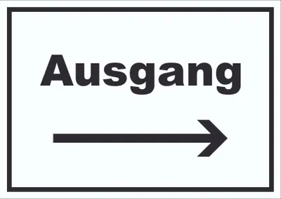 Produktbild von Ausgang Schild mit Text und Richtungspfeil rechts Exit Schluss waagerecht A6 (105x148mm)