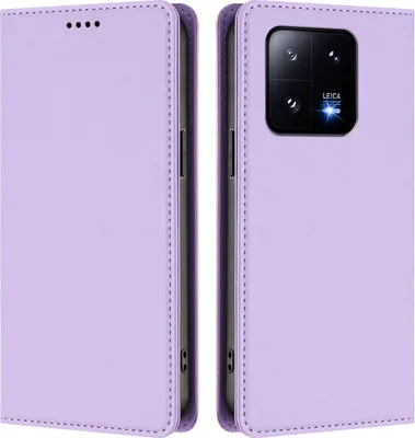 Immagine prodotto di Custodia in pelle per Xiaomi 13 Pro, custodia magnetica in Finto cuoio con supporto viola chiaro