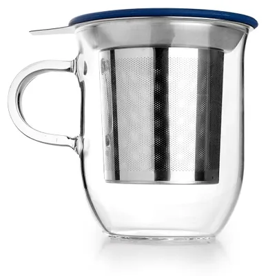 Teebecher mit Filter & Deckel, Borosilikat, 350 ml