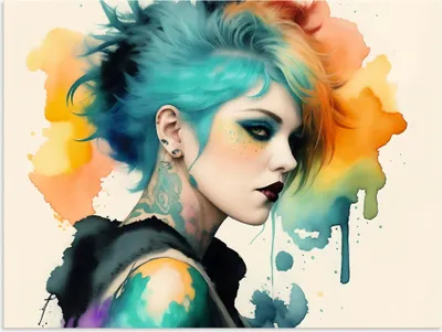 Produktbild von ARTland Wandbild Alu für Innen & Outdoor Weiblicher Punk III Größe: 60x45 cm