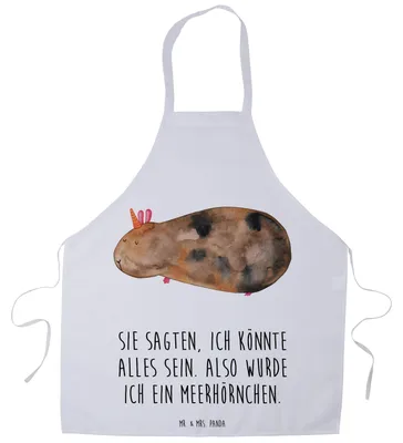 Produktbild von Mr. & Mrs. Panda Kochschürze Einhorn Meerschweinchen - Weiß - Geschenk, Unicorn, Küchenzubehör, Backschürze, Vorbinder, Einhörner, Meerschwein, Schürze, Küchenschürze