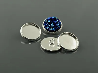 Produktbild von Vintageparts Rahmen als Knöpfe silberfarben 14mm für 12mm Cabochons 2 Stück