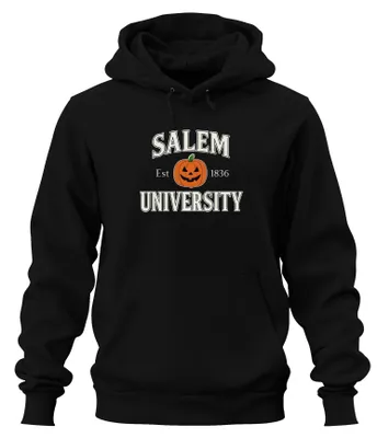 Zdjęcie produktu dla Salem University Halloween Pumpkin Jack O Lantern Vintage Retro Uni  Bluza z kapturem, Czarny, XXL