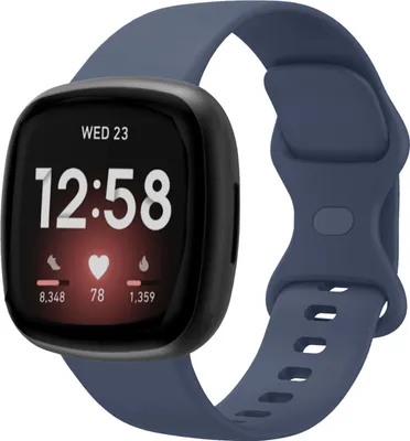 Produktbild von Strap-it Fitbit Versa 4 Silikon Armband Classic (Dunkelblau) - Große: S