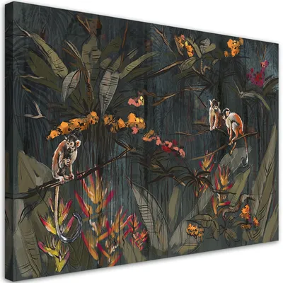 Produktbild von Leinwandbild dschungel-affen 60x40 cm Feeby schwarz wandbild bereit zum aufhängen
