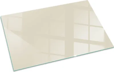 Produktbild von Farbe Beige – Glasbodenplatte für – Kaminofen – Kaminplatte Glas – Schutzglas – Funkenschutzplatte –Glasbodenplatte Feuerfeste – Hitzeschutzplatte – Bodenschutz aus Glas – 100x70 cm