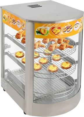 Produktbild von 3 Etagen Heiße Theke Warmhaltevitrine aus Edelstahl mit Beleuchtung, Einstellbare Temperatur Heißtheke Gewerblicher Speisenwärmer, Elektrischer Heiße Theke Speisenwärmer Warmhaltetheke