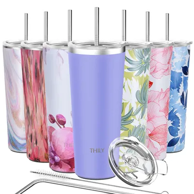 Isolierbecher 780 ml Edelstahl mit 2 Deckeln, lavendel