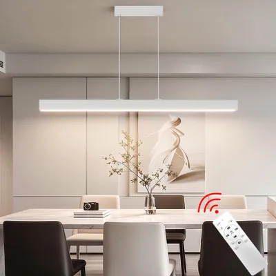 LED-Pendelleuchte 36 W, 100 cm, dimmbar, Fernbedienung, 3 Farbtemperaturen, weiß