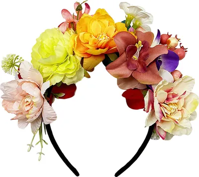 Produktbild von Haarreif mit Blumendekor, elastisches Design, für Reisen und Partys, verschiedene Stile, Blumen-Haarreif, Kopfbedeckung, charmantes Accessoire E