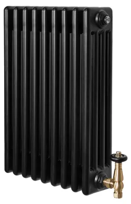 Immagine prodotto di Radiatore a elementi tubolari a 4 colonne con valvole termostatiche cromate – 600 mm x 425 mm – Colore nero