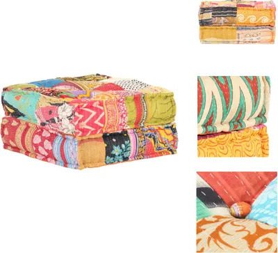 Obrázok produktu pre vidaXL Puf 60x70x36 cm Patchwork látka - Vankúš na sedenie