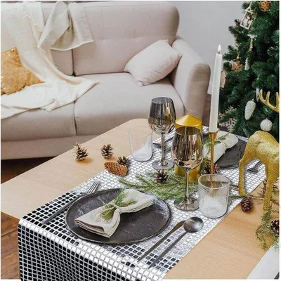 Immagine prodotto di Runner da tavola argentati 33x180 cm per compleanni e matrimoni