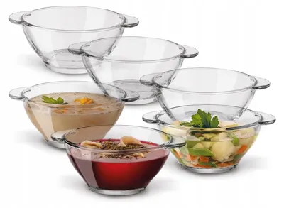 Produktbild von Tadar Gläserne Suppenschalen mit Henkel Set 6 x 400ml