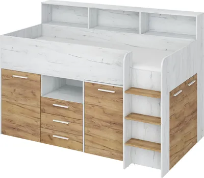 Obrázek produktu pro Postel s psacím stolem NEO R pravá 80x200 cm Ložnicové sestavy Loftová postel Patrová postel craft bílá / craft zlatá