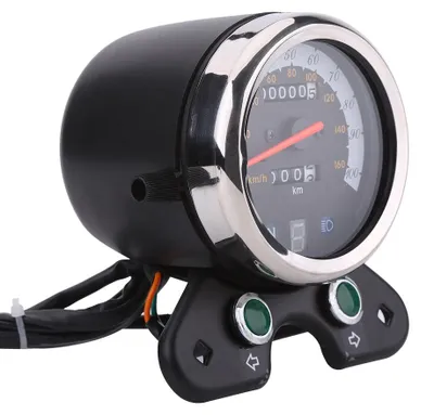 Image de Compteur de vitesse et compteur kilométrique double pour moto, alimentation 12 V CC, avec indicateur LED, pour GN125