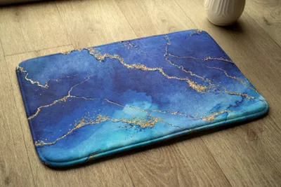 Obrázek produktu pro Koupelnová předložka - Koberec do koupelny - Absorpční rohožka Sprchové koberce - 75x45 cm - Modrý mramor
