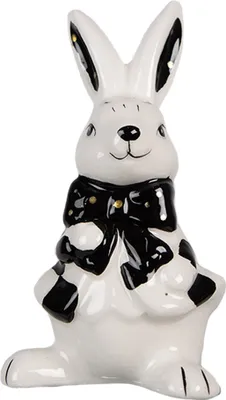Immagine prodotto di Clayre & Eef Figurina Coniglio 9 cm in Vetroceramica bianca e nera