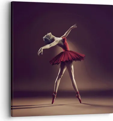 Produktbild von Bild auf Leinwand - Leinwandbild - Einteilig - Ballerina Rot Kleid - 40x40cm - Wand Bild - Wanddeko - Wandbilder - Leinwanddruck - Bilder - Wanddekoration - Leinwand bilder - Wandbild - AC40x40-4336