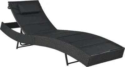 Image de Chaise longue Résine tressée et textilène Noir