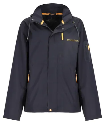 Produktbild von Wattlöper Herren Funktionsjacke mit abnehmbarer Kapuze - Wasserdichte Outdoor-Jacke unifarben in Dunkelblau Größe XXL