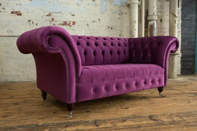 Produktbild von Chesterfield Design Luxus Polster Sofa Couch Sitz Garnitur Leder Textil Lila Neu