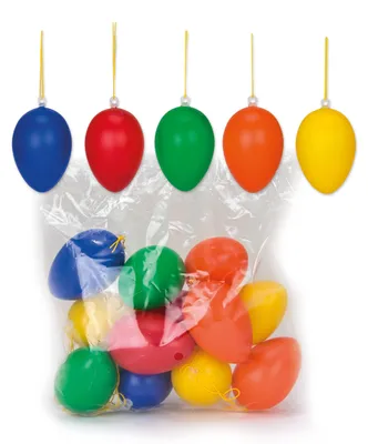 Kunststoff-Ostereier, 12 Stück, 6 cm, bunt, für Osterdeko