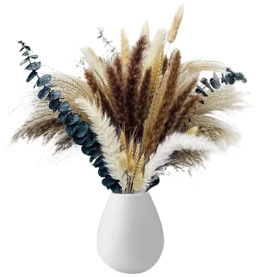 Getrockneter Pampasgras-Strauß, 60 Stück, 33-43 cm, Boho-Deko