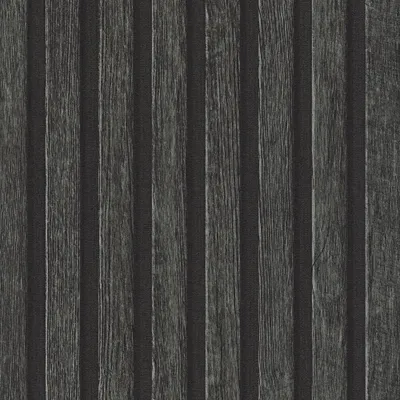 A close-up view of a dark, textured wallpaper with vertical stripes.
