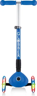 Produktbild von GLOBBER JUNIOR FOLDABLE LIGHTS – Tretroller, 120/80 mm, ABEC 5, 3-rädrig, LED-Leuchtrollen, dunkelblau