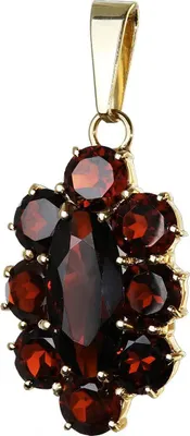 Produktbild von Granat Kettenanhänger Goldschmiedearbeit 14 Karat 585 Gelb Gold Oval 3186