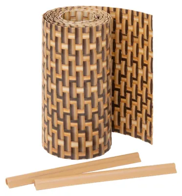 Produktbild von Jardinion Sichtschutzstreifen Rattan Optik 250 x 19cm Hellbraun inkl. 2 Befestigungsclips Sichtschutz Rattan, Balkon Sichtschutz, Terrassen- und Gartenzaun Sichtschutz