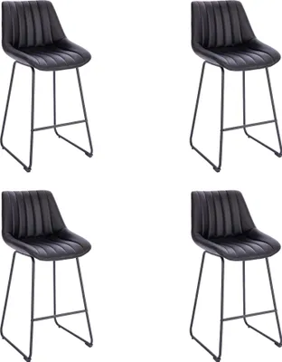 Produktbild von Lina® Vegas Stuhl im modernen Design, Samt, Moderne Counter Höhe gepolsterte Barstuhl mit Fußstütze, Metallgestell für Wohnzimmer - 4er Set - Schwarz