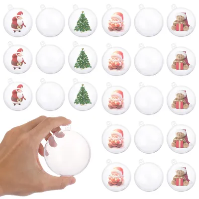 Productafbeelding van 50 Stuks Doorzichtige Plastic Ornamenten - Vulbare Kerstballen 70 mm