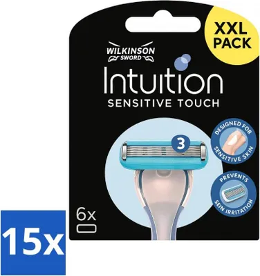 Produktbild von Wilkinson Intuition Sensitive Touch Rasierklingen-Nachfüllpackungen mit pflegendem Gel – 6 Klingen - Vorteilspack - 15 Stücke