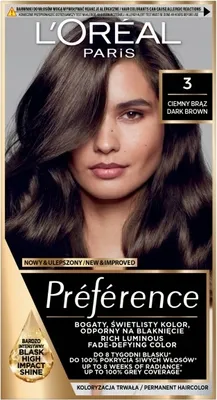 A box of L'Oreal Preference hair dye with a model on the front.