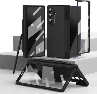 Immagine prodotto di Custodia per Samsung Galaxy Z Fold 7, custodia rigida con cerniera e protezione per la penna, protezione per lo schermo Nero