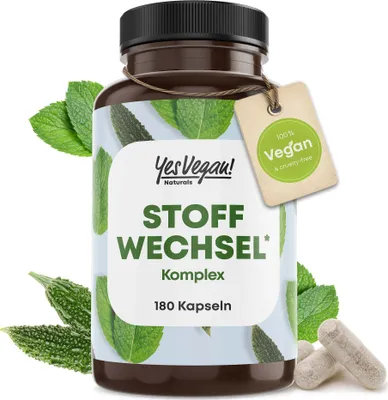Produktbild von Stoffwechsel Komplex extra stark (180 Kapseln) mit L-Carnitin, Grüntee, Chrom und Cholin