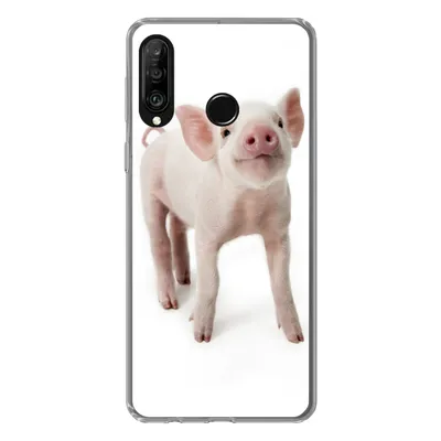 Produktbild von MuchoWow® Handyhülle Schutzhülle Hülle für Huawei P30 Lite Schwein - Tiere - Weiß Silikon Softcase Handy Hülle - Handyhülle