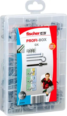 Zdjęcie produktu dla fischer 518528 - Zestaw wkrętów i kołków - Płyty gipsowo-kartonowe - Nylon - 50 sztuk - Pudełko - 50 mocowań do płyt gipsowo-kartonowych GK (518528)