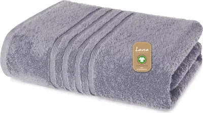 Produktbild von Lavea® Duschtuch 70x140 cm, Duschhandtuch Bali aus Baumwolle, großes saugstarkes Handtuch, hochwertige Handtücher aus 100% GOTS Baumwolle, Premium Frottier Badetuch, Hellgrau