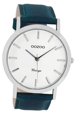 Obrázek produktu pro Pánské náramkové hodinky, 45 mm, stříbrné, kolekce Vintage, kožený řemínek, zelený, quartz, analogové, model D3UOC8116