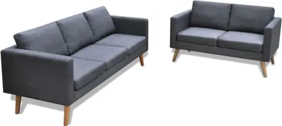 Produktbild von vidaXL Sofa Set 2-Sitzer und 3-Sitzer Stoff Dunkelgrau