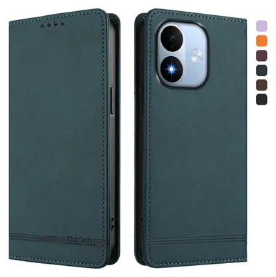 Image de Étui pour Xiaomi Redmi Note 17 4G, type portefeuille en cuirPolyuréthanerétro avec support et compartiments pour cartes, couleur verte