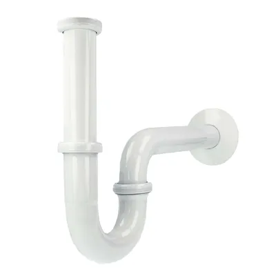 Produktbild von tecuro PROFI Röhrengeruchsverschluss Siphon extra lang weiß RAL 9010