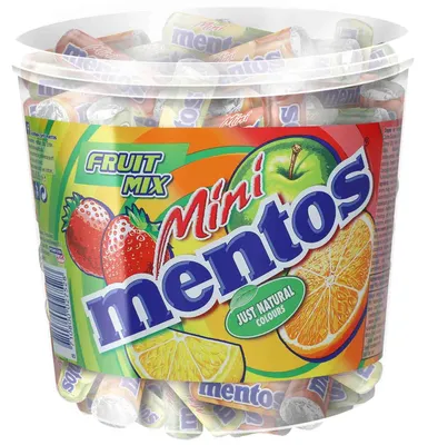 Productafbeelding van Mentos Mini Fruit Mix, fruitige kauwgomtabletten, 120 stuks