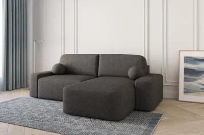 Produktbild von MOEBLO Ecksofa Lisbon – Ottomane beidseitig montierbar, Ecksofa aus Bouclé, Couch für Wohnzimmer, Schlafsofa Sofagarnitur Sofa Eckcouch L-Form, mit Bettkasten und Schlaffunktion - Schwarz (Anthology 19)