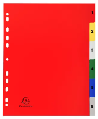Image de Exacompta 20x Intercalaires imprimés PP 6 pos A4 Maxi Assorties vives 2506E