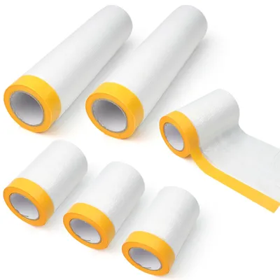 Immagine prodotto di 6 rotoli di pellicola protettiva impermeabile per pittura, 52 m² di telo protettivo antipolvere con nastro adesivo